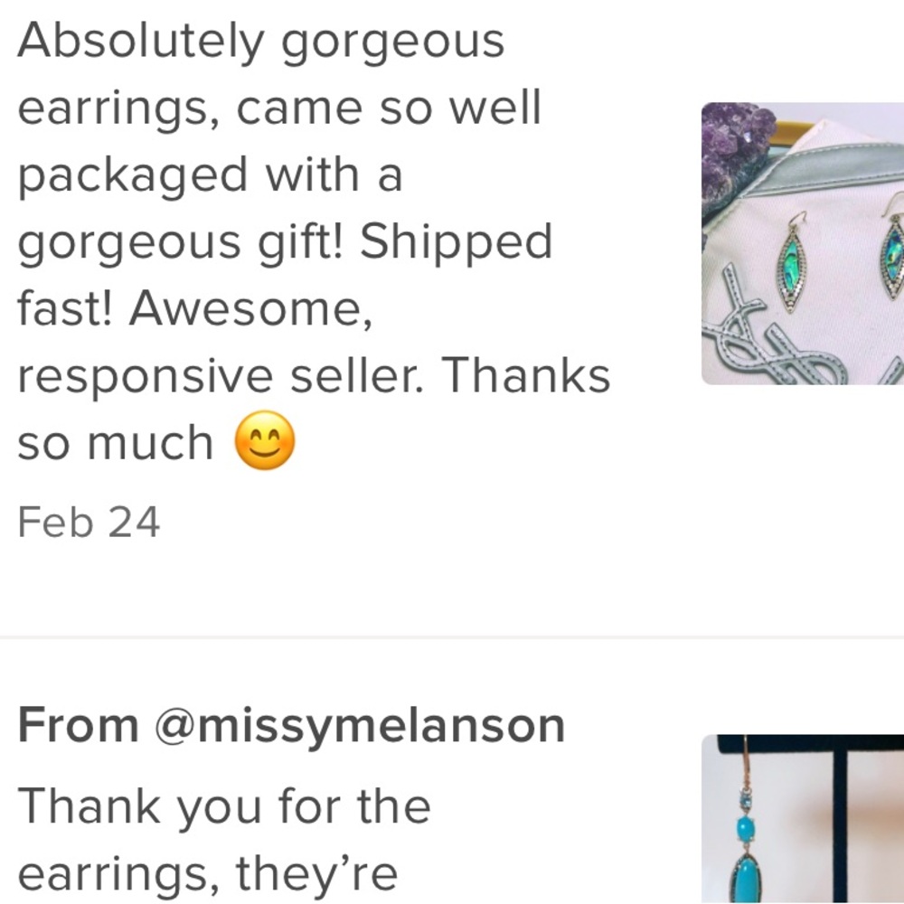 Sterling Silver Genuine Mother of Pearl Elongated Earrings Drop Dangle Earrings - Picture 5 of 5